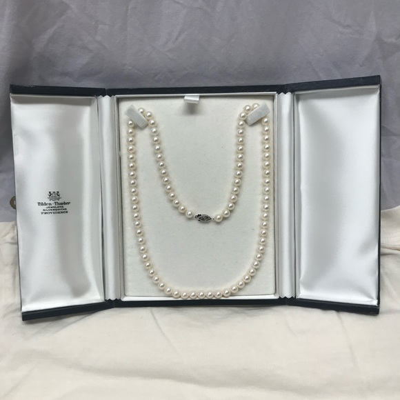 10K White Gold Filagree Clasp South Sea Pearl Necklace 21.5 in - Picture 1 of 14